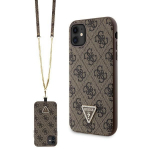 Tagakaaned Guess  Guess GUHCN61P4TDSCPW Case for iPhone 11 / Xr - Brown Crossbody 4G Metal Logo