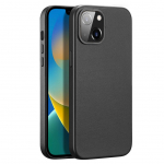 Tagakaaned Dux Ducis  Dux Ducis Grit Leather Case for iPhone 14 Plus Elegant Faux Leather Cover (MagSafe Compatible) Black