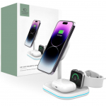 Adaptrid Tech-Protect  Tech-Protect QI15W-A27 3-in-1 inductive charger with MagSafe stand for smartphone / Apple Watch / AirPods - white