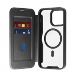 Tagakaaned Puro Puro Book Mag MagSafe Leather Case with Flap and Card Slot for iPhone 16 Pro Max - Black
