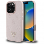 Muud kaubad Guess  Guess Grained Hot Stamp Peony Triangle Logo MagSafe iPhone 16 Pro Case - Pink