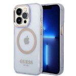 Tagakaaned Guess  Guess GUHMP14LHTCMU iPhone 14 Pro 6.1" purple/purple hard case Gold Outline Translucent MagSafe
