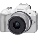 Digitaalne kaamera Canon  EOS R50 WH + RF-S 18-45mm F4.5-6.3 IS STM (SIP) Megapixel 24.2 MP, Image stabilizer, ISO 32000, Display diagonal 2.95 ", Wi-Fi, Video recording, Automatic, manual, CMOS, White