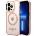 Tagakaaned Guess  Guess GUHMP14XHTCMP iPhone 14 Pro Max 6.7" pink/pink hard case Gold Outline Translucent MagSafe