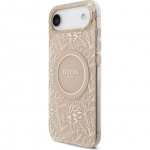 Tagakaaned Guess Apple iPhone 17 Air Silicone case with MagSafe Flowers Allover with Pearl Strap Pink