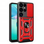 Muud kaubad Hurtel Hybrid Armor Camshield with Camera Cover and Metal Ring for Samsung Galaxy S25 Ultra - Red
