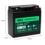 Aku Green cell  Greencell AGM VRLA 12V 18Ah maintenance-free battery for cash registers  toys  cameras (181x77x167mm)