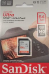 Andmekandjad iLike SanDisk Ultra 64GB SDXC Memory Card 140MB/s; EAN:619659200176
