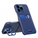 Tagakaaned Hurtel  Leather Stand Case for iPhone 14 Pro Max cover card wallet with stand blue