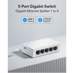 Ruuterid Cudy GS105U NetSwitch 5-Port Gigabit Switch USB-C Power IGMP QoS Loop Prevention Black