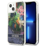 Tagakaaned Guess  Guess GUHCP13SLFLSB iPhone 13 mini 5.4" blue/blue hardcase Flower Liquid Glitter