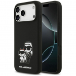 Tagakaaned Karl Lagerfeld Apple IPhone 17 Pro Max Liquid Silicone Karl and Choupette Sketch MagSafe Case Black