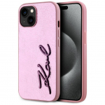 Muud kaubad Karl Lagerfeld  Karl Lagerfeld Wrinkled Metal Signature iPhone 15 Case - Pink