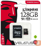 M&auml;lukaardid Kingston Universal 128GB micro SDXC Canvas Select Class 10 UHS-I + SD adapter
