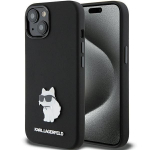 Tagakaaned Karl Lagerfeld  Karl Lagerfeld Silicone Choupette Metal Pin case for iPhone 15 Plus / 14 Plus - black