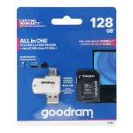 M&auml;lukaardid Goodram GOODRAM card reader USB A + Micro USB ALL IN ONE M1A4 + memory card micro SD 128GB with adapter SD