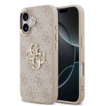 Tagakaaned Guess Apple iPhone 17 PU Leather 4G Metal Logo Gold Frame MagSafe Case Pink