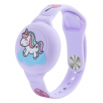 Tagakaaned Hurtel AirTag Case Wristband Silicone Wristband for Kids - Purple with Unicorn