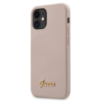 Tagakaaned Guess  Guess GUHCP12SLSLMGLP iPhone 12 mini 5.4" light pink/light pink hardcase Silicone Script Gold Logo