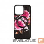 Tagakaaned Evelatus Apple iPhone 14 Pro Max Leather Case Zipper Design Flower Black