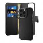 Tagakaaned Puro Puro Wallet Detachable MagSafe 2in1 PU Leather Case with Flap and Wallet for iPhone 16 Pro - Black
