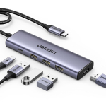 Kaabel Ugreen HUB Ugreen CM511 15597 5in1 USB-C - USB-C PD / HDMI / 3x USB-A 3.0 - gray