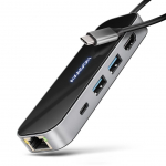 Muu arvutitarvik Axagon I/O HUB USB-C 6IN1/GLASS 0.2M HMC-6GLN