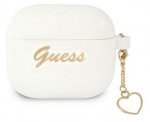 Tagakaaned Guess Apple AirPods 3 cover Silicone Charm Heart Collection White