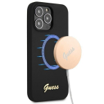 Tagakaaned Guess  Guess GUHMP13LLSLMGBK iPhone 13 Pro / 13 6.1" black/black hardcase Silicone Script Gold Logo MagSafe