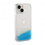 Tagakaaned iLike Apple iPhone 15 Plus Silicone Case Water Glitter Blue