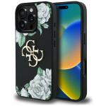 Muud kaubad Guess  Guess Grained Roses Big 4G logo iPhone 16 Pro case - black