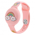 Tagakaaned Hurtel AirTag Case Wristband Silicone Wristband for Kids - Pink with Rainbow