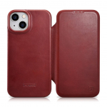 Tagakaaned iCarer  iCarer CE Oil Wax Premium Leather Folio Case iPhone 14 Plus Magnetic Flip Leather Folio Case MagSafe Red (AKI14220707-RD)