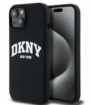 Tagakaaned DKNY Apple iPhone 15 hardcase Liquid Silicone White Printed Logo MagSafe Black