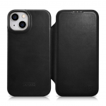 Tagakaaned iCarer  iCarer CE Oil Wax Premium Leather Folio Case Leather Case iPhone 14 Plus Magnetic Flip MagSafe Black (AKI14220707-BK)