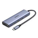 Kaabel Ugreen HUB Ugreen CM511 20956A 6in1 USB-C - HDMI / 3x USB-A 3.0 / SD/TF card reader - gray