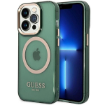 Tagakaaned Guess  Guess GUHMP14XHTCMA iPhone 14 Pro Max 6.7" green/khaki hard case Gold Outline Translucent MagSafe