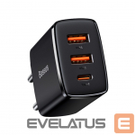 Adaptrid Baseus  Baseus Compact fast charger 2x USB / USB Type C 30W 3A Power Delivery Quick Charge black (CCXJ-E01)