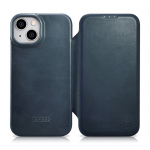 Tagakaaned iCarer  iCarer CE Oil Wax Premium Leather Folio Case iPhone 14 Plus magnetic flip case MagSafe blue (AKI14220707-BU)