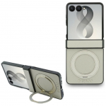 Tagakaaned Guess  Guess Magnetic Ring Stand Grained Classic Logo MagSafe case for Samsung Galaxy Z Flip 8 - beige