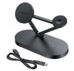 Dokkimisjaamad Acefast 15W Qi Wireless Charger for iPhone (with MagSafe), Apple Watch and Apple AirPods Stand Holder Magnetic Holder Black Black