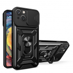 Tagakaaned Hurtel  Hybrid Armor Camshield case for iPhone 14 Plus armored case with camera cover black