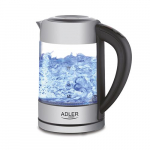 Veekeetja Adler  Kettle AD 1247 NEW With electronic control, 1850 - 2200 W, 1.7 L, Stainless steel, glass, Stainless steel/Transparent, 360&deg; rotational base