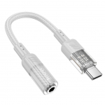 Kaabel Hoco Adapter AUX USB C to Jack 3,5 mm Hoco 0,15 m LS37 transparent gray