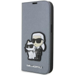 Tagakaaned Karl Lagerfeld  Karl Lagerfeld KLBKP14LSANKCPG iPhone 14 Pro 6.1" bookcase silver/silver Saffiano Karl & Choupette