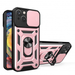 Tagakaaned Hurtel  Hybrid Armor Camshield case for iPhone 14 Plus armored case with camera cover pink