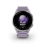 Nutikell Garmin Approach J1 Silver aluminium bezel with lilac ComfortFit fabric ban