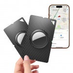 Muud kaubad Hurtel Airtag Carbon Fiber Pattern Wallet Card Case - Black