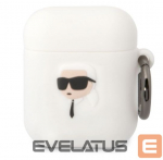 Korpus k&otilde;rvaklappidele Karl Lagerfeld Apple Airpods 1/2 3D Logo NFT Karl Head Silicone Case White