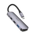 Muu arvutitarvik Hoco  Adapter HUB 5in1 (HDTV+USB 3.0+USB 2.0 x 2+PD) USB-C Hoco HB27 grey